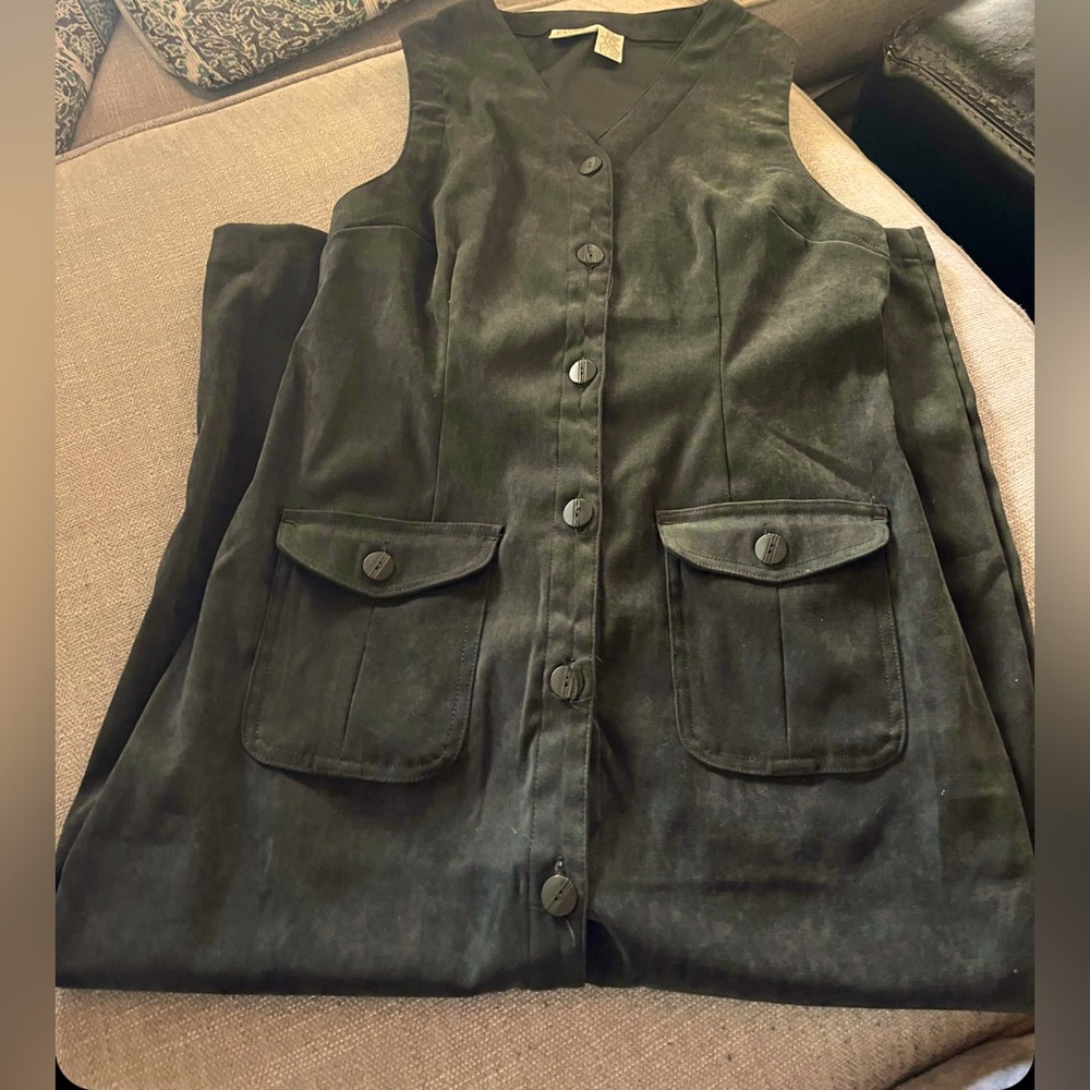 Vintage Olive Green Button Up Dress